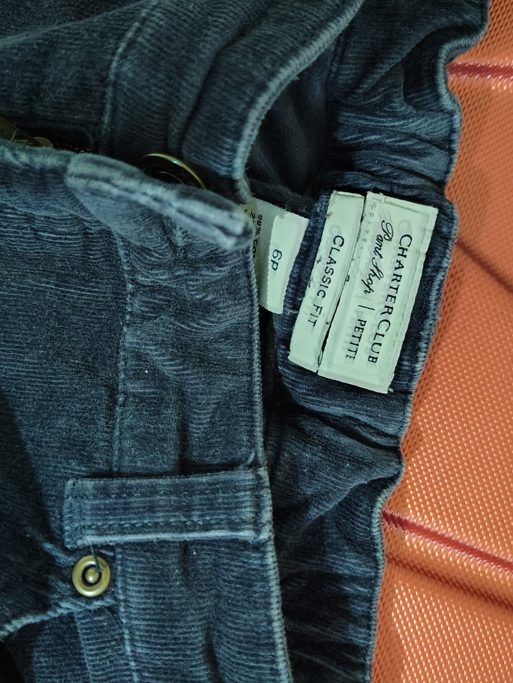 Charter Club Petite Classic Fit Corduroy Pants - Navy